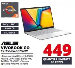 Comet ASUS VIVOBOOK GO 15 E1504FA-BQ2668W offerta