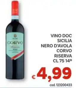 Vivo Supermercati Vino doc sicilia nero d'avola corvo riserva 14° offerta