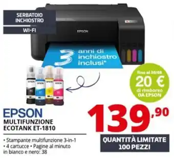 Comet EPSON MULTIFUNZIONE ECOTANK ET-1810 offerta