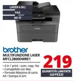 Comet brother MULTIFUNZIONE LASER MFCL2800DWRE1 offerta