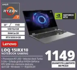 Comet Lenovo LOQ 15IRX10 NOTEBOOK GAMING offerta