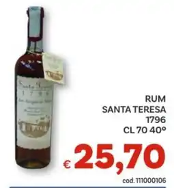Vivo Supermercati Rum santa teresa 1796 40° offerta