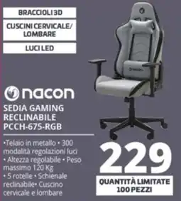 Comet Nacon sedia gaming reclinabile PCCH-675-RGB offerta