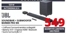 Comet JBL SOUNDBAR + SUBWOOFER BAR800 PRO BK offerta
