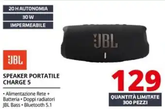 Comet Jbl speaker portatile charge 5 offerta