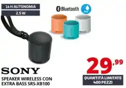 Comet Sony speaker wireless con extra bass SRS-XB100 offerta