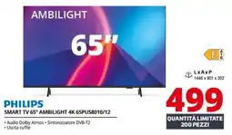 Comet PHILIPS SMART TV 65" AMBILIGHT 4K 65PUS8010/12 offerta