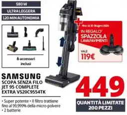 Comet SAMSUNG SCOPA SENZA FILO JET 95 COMPLETE EXTRA VS20C9554TK offerta