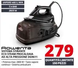Comet Rowenta sistema stirante eco steam procaldaia ad alta pressione DG9611 offerta