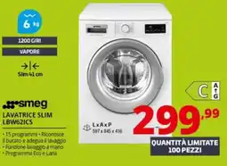 Comet smeg LAVATRICE SLIM LBW62ICS offerta