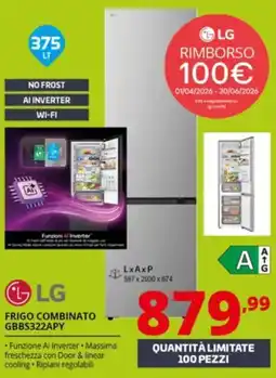 Comet LG FRIGO COMBINATO GBBS322APY offerta