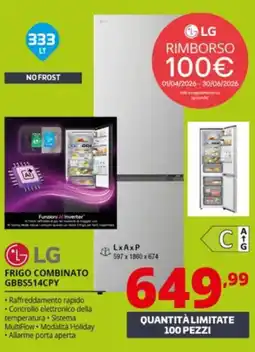 Comet LG FRIGO COMBINATO GBBS514CPY offerta