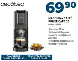 Sinergy Cecotec macchina caffè power caps 20 offerta