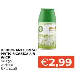 Mercatò Deodorante fresh matic ricarica air WICK offerta