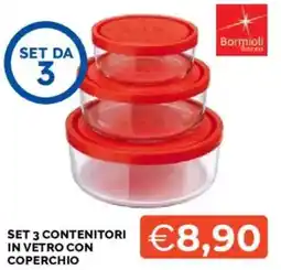 Mercatò Bormioli Set 3 contenitori in vetro con coperchio offerta