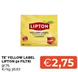 Mercatò Te' yellow label lipton 50 filtri offerta