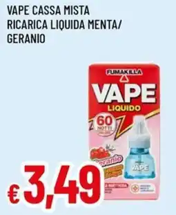A&O Vape cassa mista ricarica liquida menta/ geranio offerta