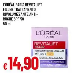 A&O L'oréal paris revitalift filler trattamento rivolumizzante anti-rughe spf 50 offerta