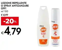 Bennet Lozione repellente o spray antizanzare OFF! offerta