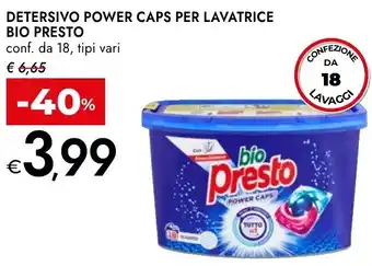 Bennet Detersivo power caps per lavatrice BIO PRESTO offerta