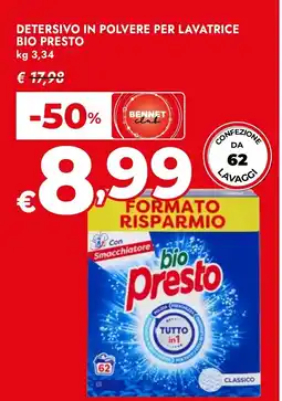 Bennet Detersivo in polvere per lavatrice BIO PRESTO offerta