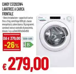 A&O CANDY CS1292DW4 LAVATRICE A CARICA FRONTALE offerta
