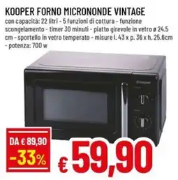 A&O Kooper forno micrononde vintage offerta