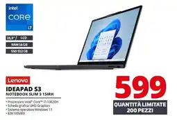 Comet Lenovo IDEAPAD S3 NOTEBOOK SLIM 3 15IRH offerta