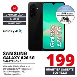Comet SAMSUNG GALAXY A26 5G SMARTPHONE offerta