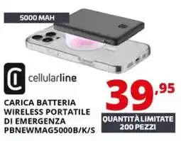 Comet Cellularline carica batteria wireless portatile di emergenza PBNEWMAG5000B/K/S offerta