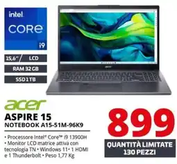 Comet acer ASPIRE 15 NOTEBOOK A15-51M-96K9 offerta