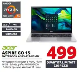 Comet acer ASPIRE GO 15 NOTEBOOK AG15-42P-R3MB offerta