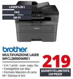 Comet brother MULTIFUNZIONE LASER MFCL2800DWRE1 offerta
