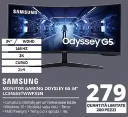Comet SAMSUNG MONITOR GAMING ODYSSEY G5 34" LC34G55TWWPXEN offerta