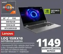Comet Lenovo LOQ 15IRX10 NOTEBOOK GAMING offerta