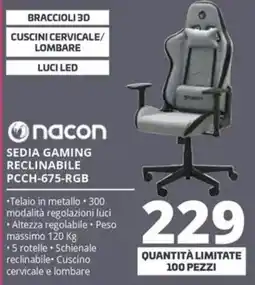 Comet Nacon sedia gaming reclinabile PCCH-675-RGB offerta