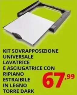 Comet Meliconi kit sovrapposizione universale lavatrice e asciugatrice con ripiano estraibile in legno torre dark offerta