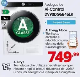 Comet SAMSUNG Asciugatrice Ai-Control DV90DG6845LK offerta