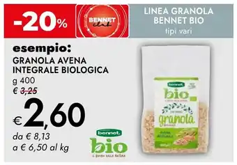 Bennet Granola avena integrale biologica BENNET BIO offerta