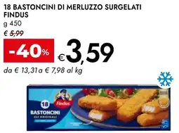 Bennet 18 bastoncini di merluzzo surgelati FINDUS offerta