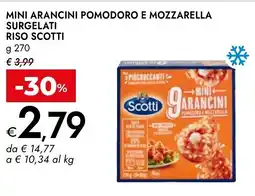 Bennet Mini arancini pomodoro e mozzarella surgelati RISO SCOTTI offerta