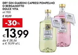 Bennet Dry gin giardini capresi pompelmo o bergamotto DOLCE VITA offerta