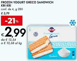 Bennet Frozen yogurt greco sandwich KRI KRI offerta