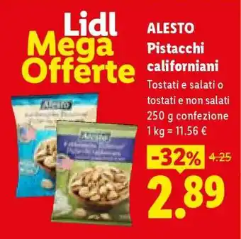 Lidl Alesto Pistacchi californiani offerta