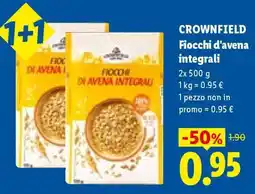 Lidl Crownfield Fiocchi d'avena integrali offerta