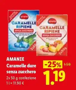 Lidl AMANIE Caramelle dure senza zucchero offerta