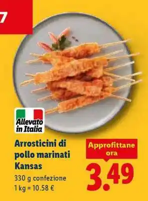 Lidl Arrosticini di pollo marinati Kansas offerta