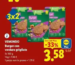 Lidl VEMONDO Burger con verdure grigliate offerta