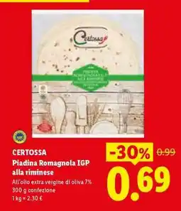 Lidl Certossa Piadina Romagnola IGP alla Riminese offerta
