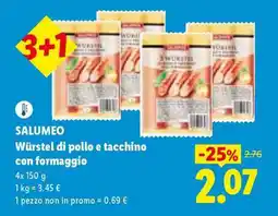Lidl SALUMEO Würstel di pollo e tacchino con formaggio offerta